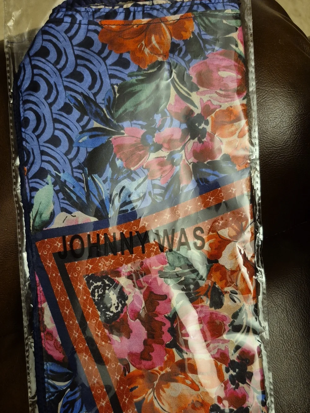 Johnny Was Floral Silk Scarf with Pink and Orange Blooms (44